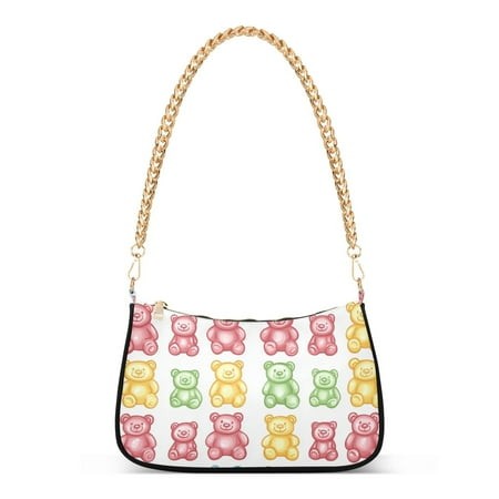 FORMRS Womens Shoulder Bag with Chain Strap Clutch Purse Cute Tote Handbag  Gummy Bear Pattern