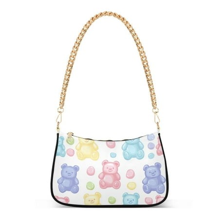 FORMRS Womens Shoulder Bag with Chain Strap Clutch Purse Cute Tote Handbag  Colorful Gummy Bears Pattern