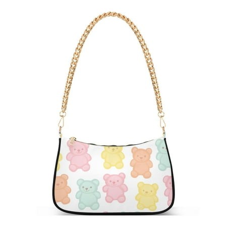 FORMRS Womens Shoulder Bag with Chain Strap Clutch Purse Cute Tote Handbag  Cute Gummy Bears Pattern