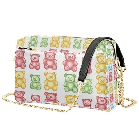 FORMRS Women Crossbody Purse with Chain Strap Vegan Leather Shoulder Handbag  Gummy Bear Pattern