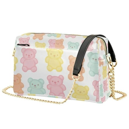 FORMRS Women Crossbody Purse with Chain Strap Vegan Leather Shoulder Handbag  Cute Gummy Bears Pattern