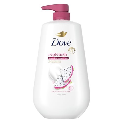 Dove Body Wash for 24hr Lotion-Soft Skin Replenish Dragon Fruit and Coconut Cream Moisturizing Skin Cleanser with No Sulfates No Parabens  30.6 Fl Oz