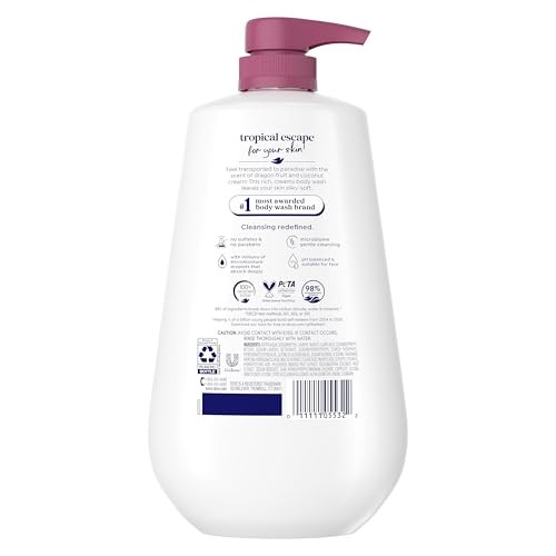 Dove Body Wash for 24hr Lotion-Soft Skin Replenish Dragon Fruit and Coconut Cream Moisturizing Skin Cleanser with No Sulfates No Parabens  30.6 Fl Oz thumbnail