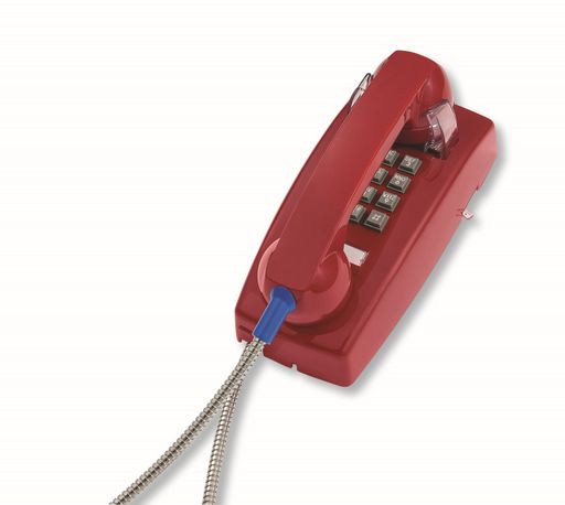 New Cortelco 255447ARC20M Wall Phone W/Armored Cord 2554-ARC-RD 048044003281