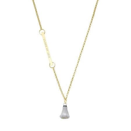 Delight Jewelry Two-tone 3-D Ghost with Black Crystals - Gold-tone Class of 2026 Delicate Bar Necklace  18.75