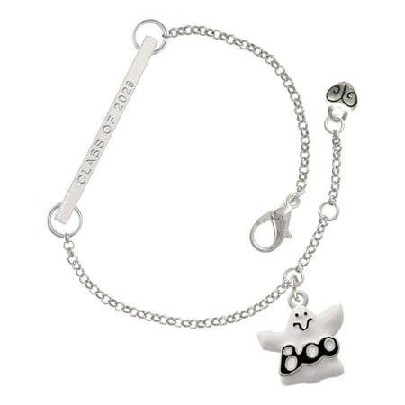 Delight Jewelry Silver-tone BOO Ghost - Silvertone Class of 2026 Delicate Bar Bracelet  8.5