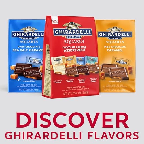 GHIRARDELLI Chocolate Caramel SQUARES Assortment, 12.9 Oz Bag Premium Milk, Dark, and White Chocolate with Luscious Caramel Filling thumbnail