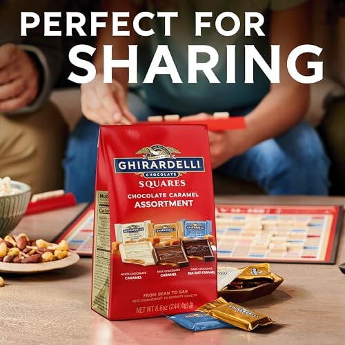 GHIRARDELLI Chocolate Caramel SQUARES Assortment, 12.9 Oz Bag Premium Milk, Dark, and White Chocolate with Luscious Caramel Filling thumbnail