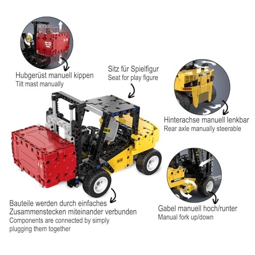 JAMARA 402885 CADA Brick Forklift - Construction Vehicles from 8 Years - Technical Toy for Children - Gift Idea for Children - Vehicle in Clamping Blo thumbnail