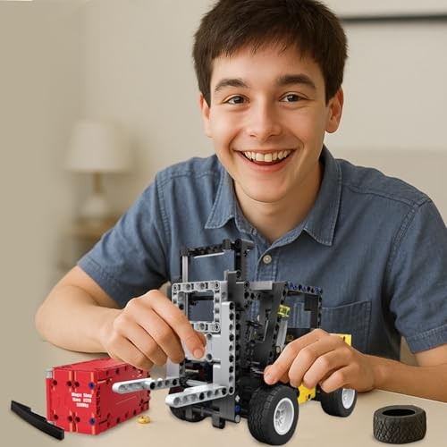 JAMARA 402885 CADA Brick Forklift - Construction Vehicles from 8 Years - Technical Toy for Children - Gift Idea for Children - Vehicle in Clamping Blo thumbnail