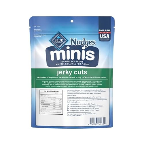 Blue Buffalo Nudges Minis Jerky Cuts Made with Real Chicken, Natural Dog Treats Mineral-Enhanced for Flavor, 10 Oz. Bag thumbnail