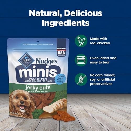 Blue Buffalo Nudges Minis Jerky Cuts Made with Real Chicken, Natural Dog Treats Mineral-Enhanced for Flavor, 10 Oz. Bag thumbnail
