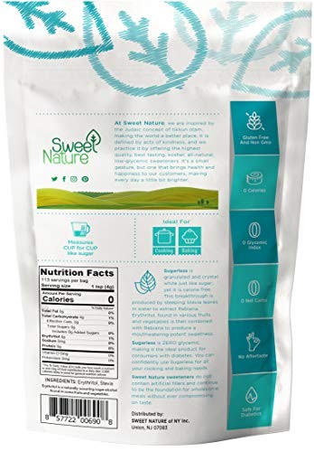 Sweet Nature Sugarless Erythritol and Stevia Blend Sweetener 16 Ounce (1 LB) White (pack of 1) thumbnail