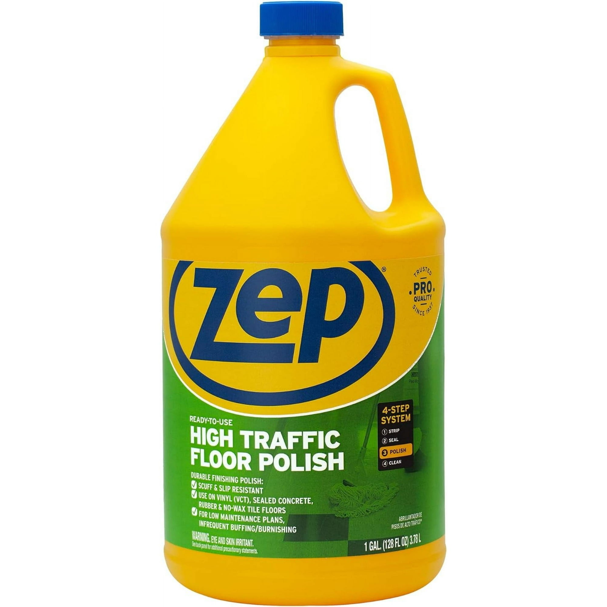 Hsmeiegadovf Zep High Traffic Floor Polish (1), Clear, Green, 128 Oz. Size