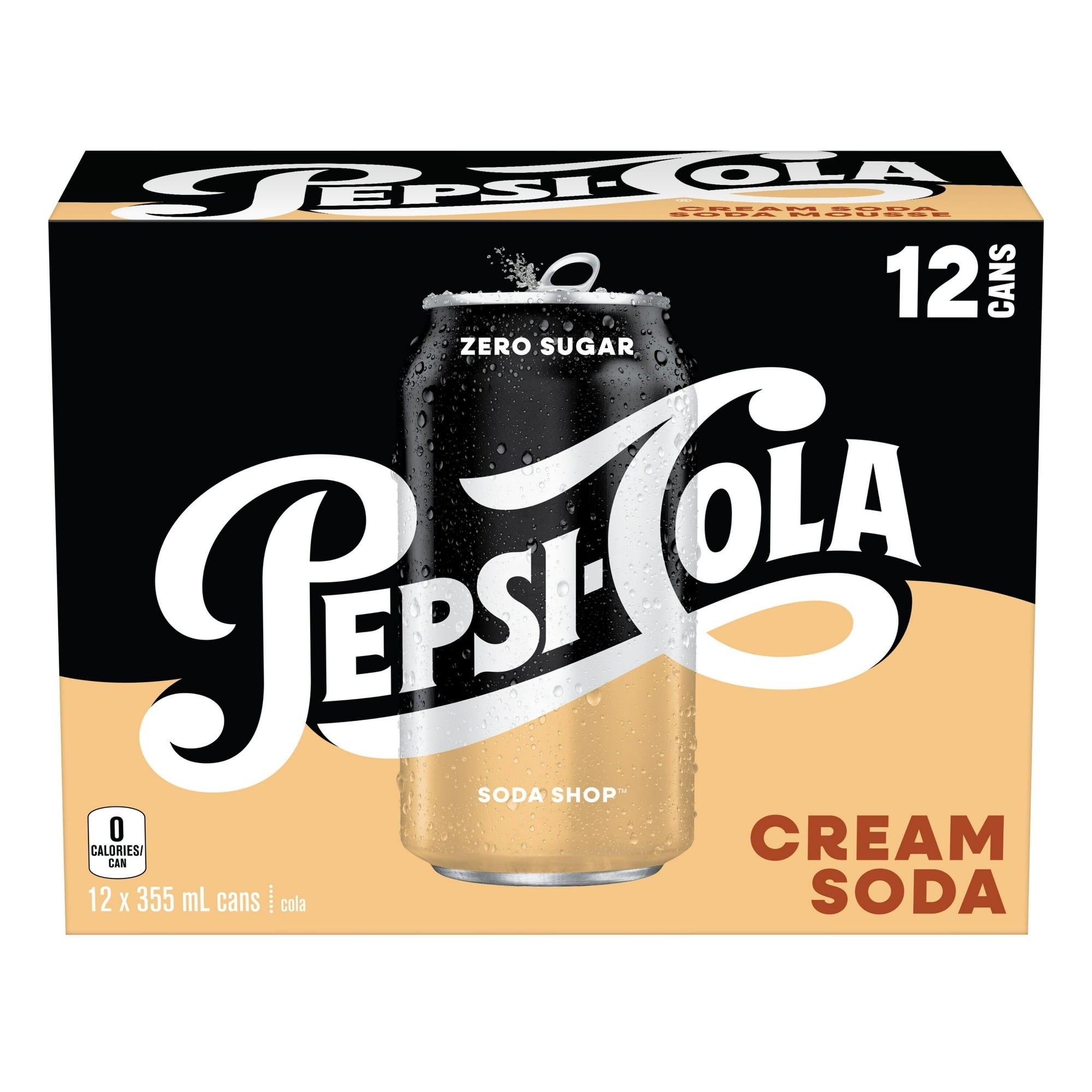 Pepsi-Cola Pepsi Cola Zero Sugar Soda Shop Cream Soda 12x 355 Ml, Cans 12x355ml