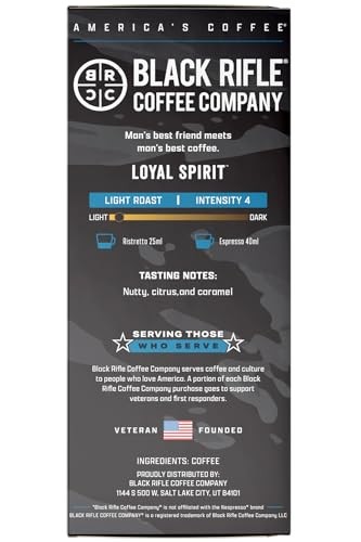 Black Rifle Coffee Company 30 Loyal Spirit Espresso Capsules – Light Roast, Nutty Citrus & Caramel, Nespresso® OriginalLine Compatible thumbnail