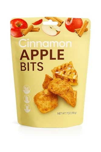 Premium Cinnamon Apple Bits 7 Oz Soft & Chewy All Natural 100% Real Dried Apple Fruit Slices Snack Tart & Sweet, Resealable Bag No Artificial Colors a