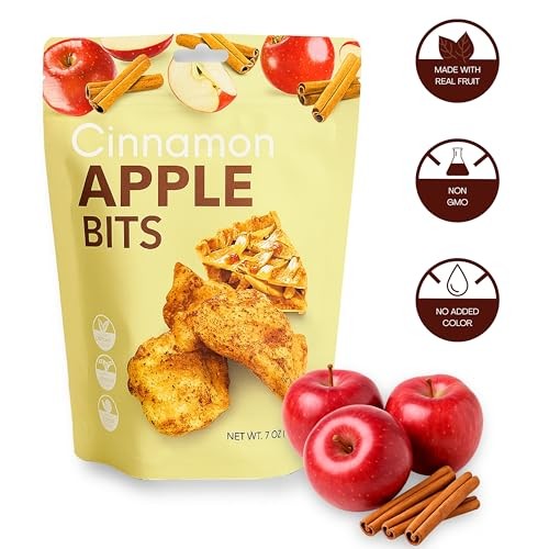 Premium Cinnamon Apple Bits 7 Oz Soft & Chewy All Natural 100% Real Dried Apple Fruit Slices Snack Tart & Sweet, Resealable Bag No Artificial Colors a thumbnail