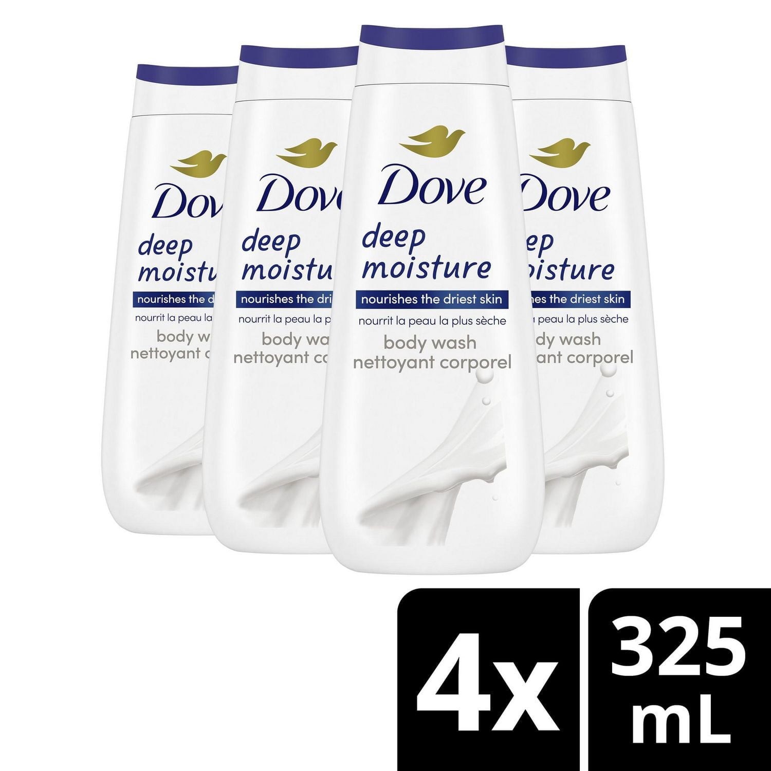 Dove Deep Moisture Body Wash for Nourishing the Driest Skin Gentle Body Cleanser Deeply Moisturizes the Skin, 325ml 325 Ml
