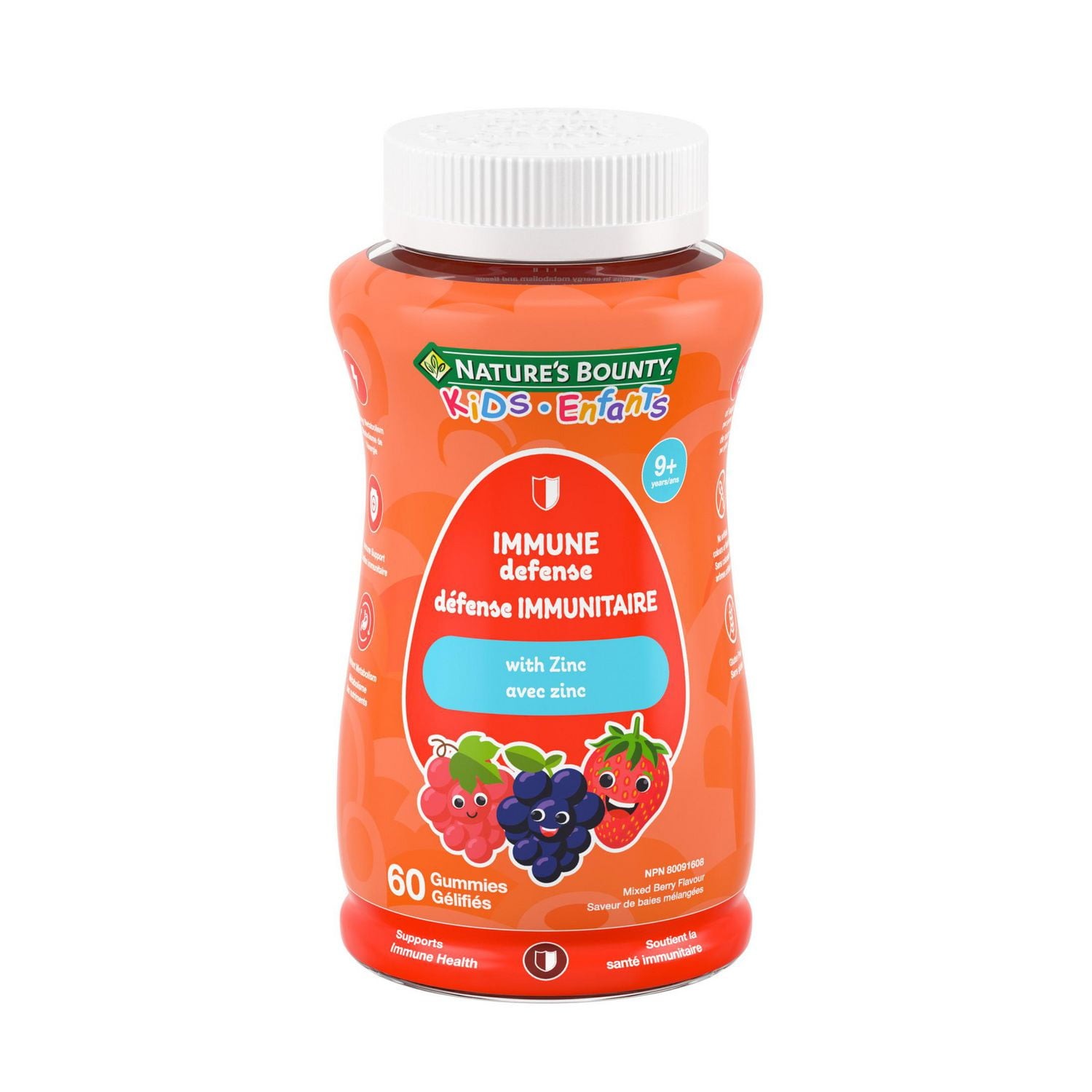 Nature's Bounty Kids Immune Defense with Zinc, Only Sugar, Supports Immune Health, Aids Energy & Nutrient Metabolism, Helps Tissue Formation, No Artif