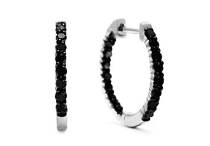 1 Carat Black Diamond Pave Inside Out Hoop Earrings Crafted in Solid Sterling Silver by SuperJeweler thumbnail