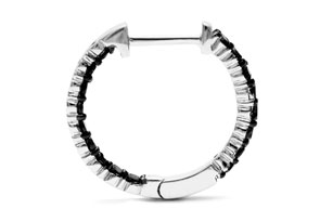 1 Carat Black Diamond Pave Inside Out Hoop Earrings Crafted in Solid Sterling Silver by SuperJeweler thumbnail
