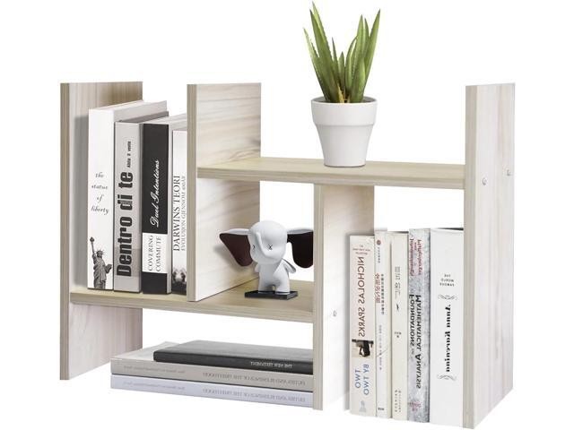 TY ARTS & CULTURE - Expandable Wood Desktop Storage Organizer Multipurpose Desk Bookshelf Display Shelf Rack Counter Top Bookcase for Office Home