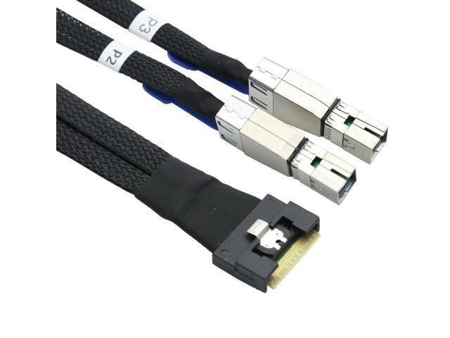 Generic for PCIe Slimline SFF-8654 8I to 2 SAS HD 8644 Adapter Cable for Server Internal Wiring Bundle with Full Coverage Angled Con Tor,