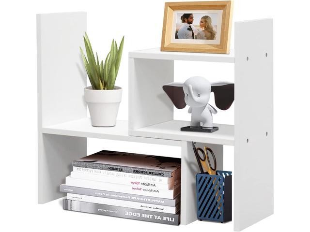 TY ARTS & CULTURE - Expandable Wood Desktop Storage Organizer Multipurpose Desk Bookshelf Display Shelf Rack Counter Top Bookcase for Office Home