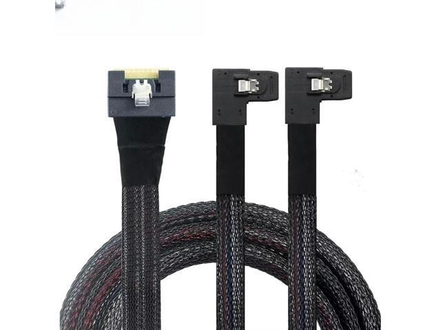 For High PerFOR Mance PCIE Slimline SAS SFF-8654 8i to 2x SAS SFF-8087 Right Angle Cable Bundle with Antikink/Plug Protection
