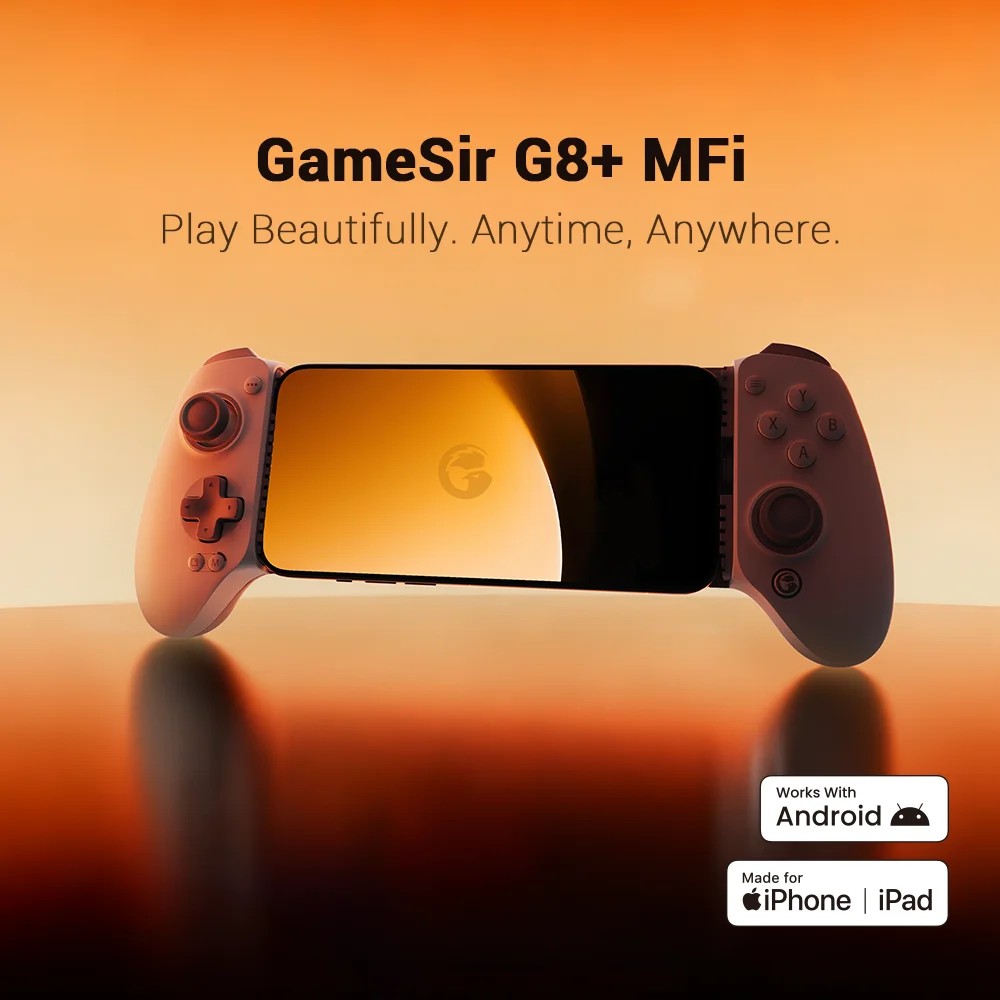 GameSir G8+ MFi Cellphone Gamepad Hall Effect Controller for iPhone 15, 16, 17 Series, iPad, and Android Smartphone