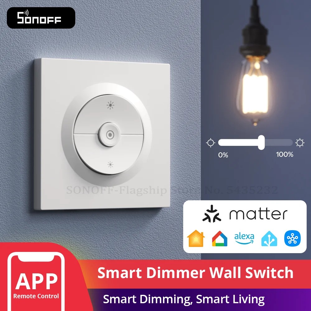 SONOFF MINI-DIM-E Matter Over WiFi Dimmer Wall Switch Fusion Series Orb-DIM Adaptive Smooth Dimming Experience Matter Ecosystem