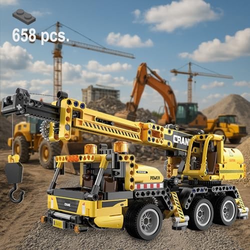 JAMARA 402886 CADA Mobile Crane Bricks – Construction Vehicles from 8 Years, Technical Toy for Children, Gift Idea for Children, Vehicle in Clamping thumbnail