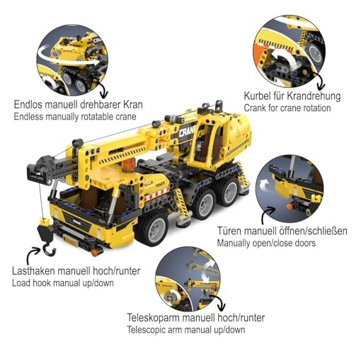 JAMARA 402886 CADA Mobile Crane Bricks – Construction Vehicles from 8 Years, Technical Toy for Children, Gift Idea for Children, Vehicle in Clamping thumbnail