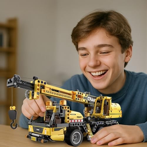 JAMARA 402886 CADA Mobile Crane Bricks – Construction Vehicles from 8 Years, Technical Toy for Children, Gift Idea for Children, Vehicle in Clamping thumbnail