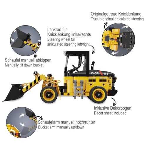 JAMARA 402887 CADA Wheel Loader 1:15 Bricks - Construction Vehicles from 8 Years, Technical Toy for Children, Gift Idea for Children, Vehicle in Clamp thumbnail