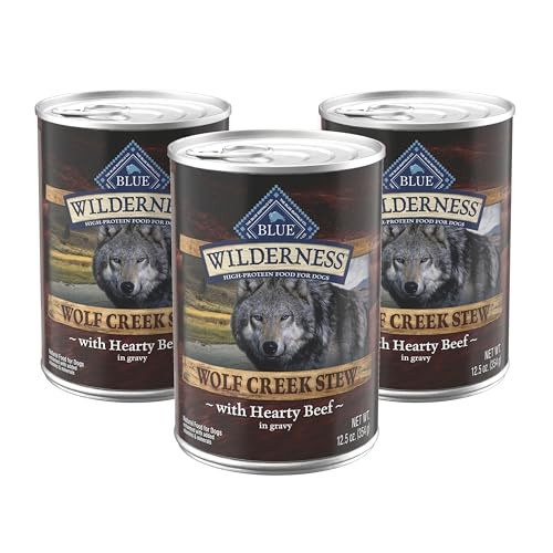 Blue Buffalo Wilderness Wolf Creek Stew High-Protein & Grain-Free Hearty Beef in Gravy Wet Dog Food, 12.5-oz Can, 3 Count