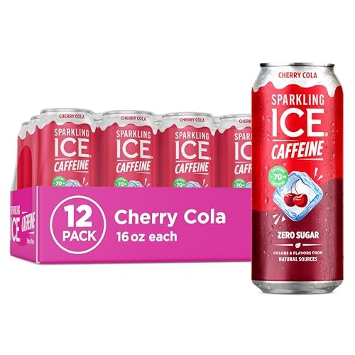 Sparkling Ice® Caffeine Soda Shoppe Cherry Cola Perfectly Caffeinated® Sparkling Water with 70mg Caffeine, Zero Sugar, with Antioxidants and Vitamin