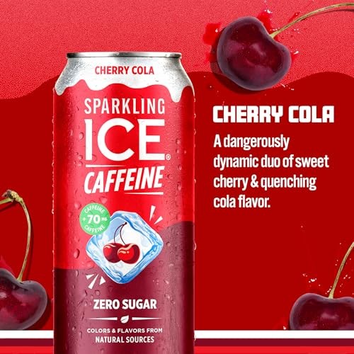 Sparkling Ice® Caffeine Soda Shoppe Cherry Cola Perfectly Caffeinated® Sparkling Water with 70mg Caffeine, Zero Sugar, with Antioxidants and Vitamin thumbnail