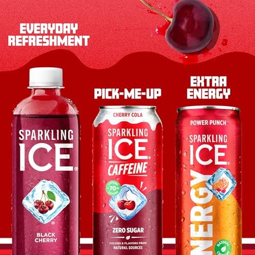 Sparkling Ice® Caffeine Soda Shoppe Cherry Cola Perfectly Caffeinated® Sparkling Water with 70mg Caffeine, Zero Sugar, with Antioxidants and Vitamin thumbnail