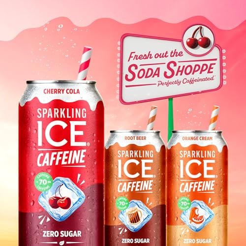 Sparkling Ice® Caffeine Soda Shoppe Cherry Cola Perfectly Caffeinated® Sparkling Water with 70mg Caffeine, Zero Sugar, with Antioxidants and Vitamin thumbnail