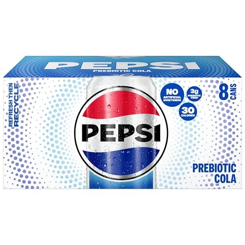Pepsi Prebiotic Cola, 12 Fl Oz Cans (8 Pack), 30 Calories, 5g Prebiotic Fiber, 5g Sugar, Soda Pop thumbnail