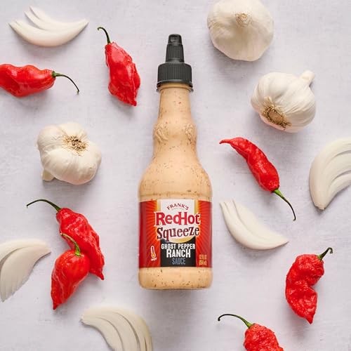 Frank’s RedHot Hot Sauce, Ghost Pepper Ranch, Squeeze Bottle, Hot Heat, Ghost Pepper Heat and Cool, Creamy Ranch, Squeeze on Burgers, Pizza, Salads, thumbnail
