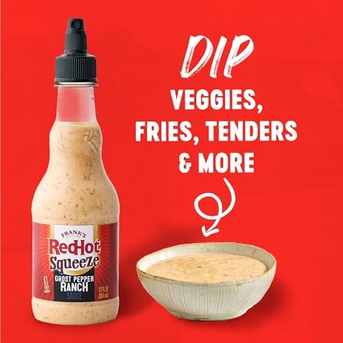 Frank’s RedHot Hot Sauce, Ghost Pepper Ranch, Squeeze Bottle, Hot Heat, Ghost Pepper Heat and Cool, Creamy Ranch, Squeeze on Burgers, Pizza, Salads, thumbnail