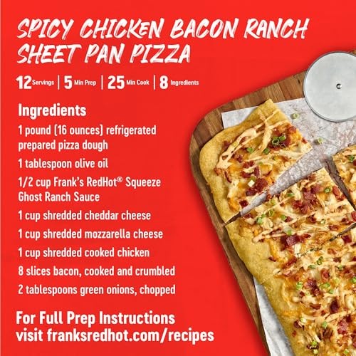 Frank’s RedHot Hot Sauce, Ghost Pepper Ranch, Squeeze Bottle, Hot Heat, Ghost Pepper Heat and Cool, Creamy Ranch, Squeeze on Burgers, Pizza, Salads, thumbnail