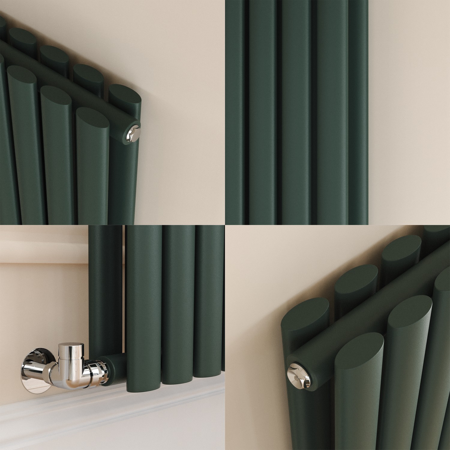 Sorrento Evergreen Vertical Oval Designer Radiator 1800x590mm Double Panel 6229 BTU thumbnail