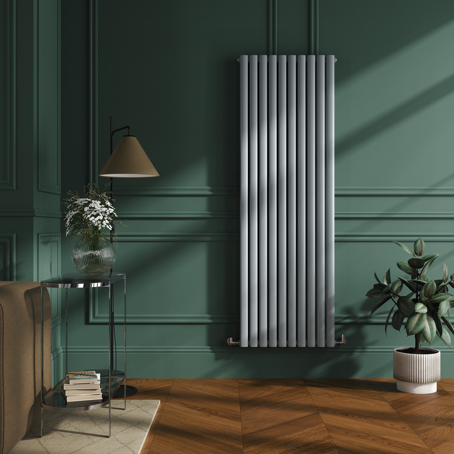 Sorrento Salt & Pepper Vertical Oval Designer Radiator 1800x590mm Double Panel 6229 BTU thumbnail
