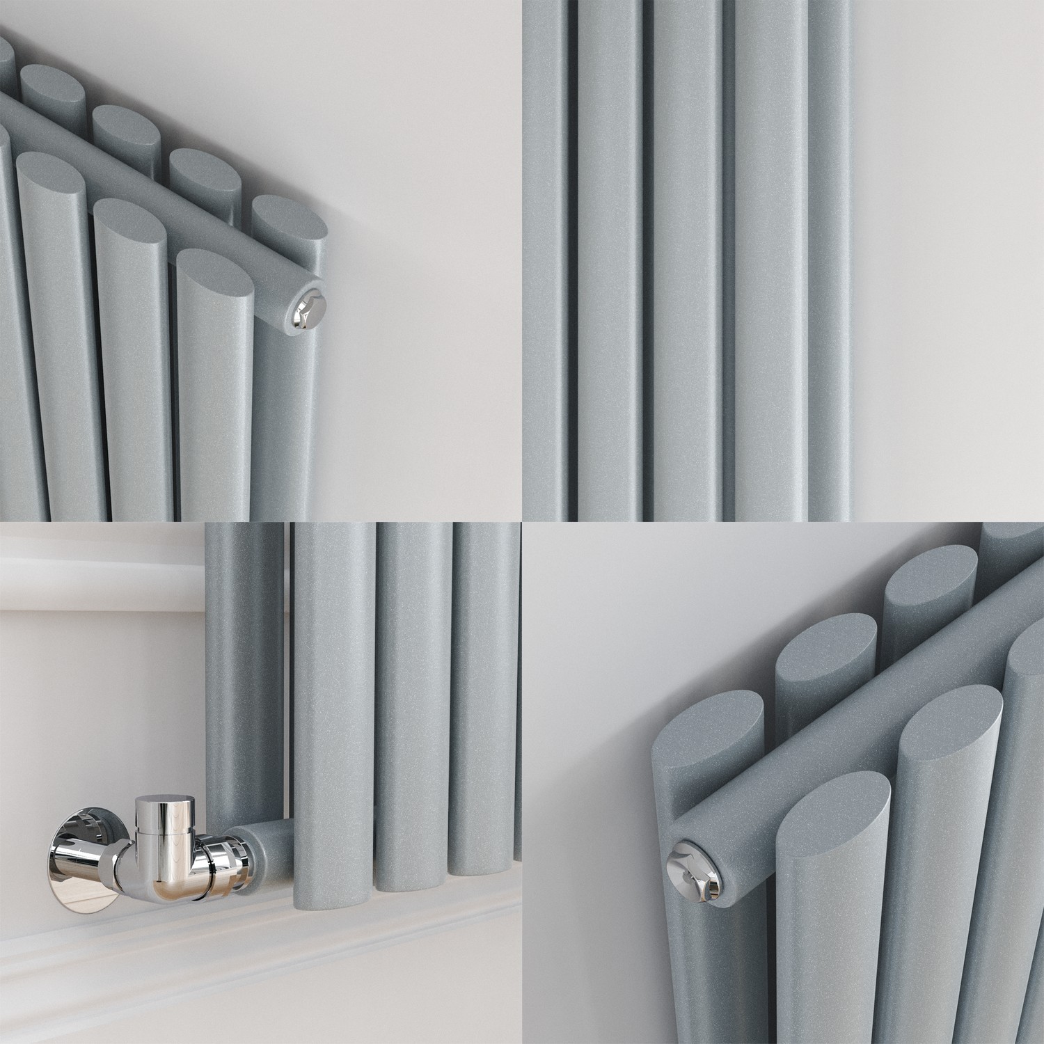 Sorrento Salt & Pepper Vertical Oval Designer Radiator 1800x590mm Double Panel 6229 BTU thumbnail