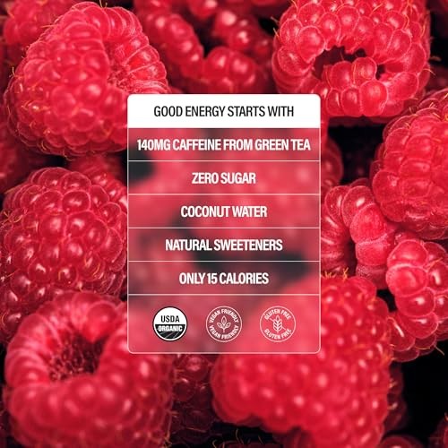 GURU ZERO SUGAR Wild Berry Organic Energy Drink with Plant Based Natural Caffeine from Green Tea, Coconut Water, Prebiotic, Zero Added Sugars, Gluten  thumbnail