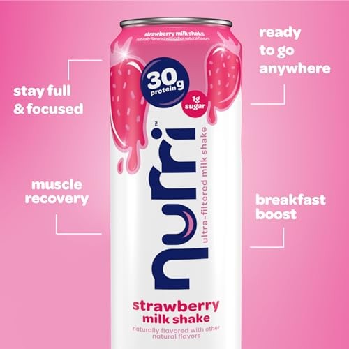 Nurri - 30g Protein Ultra Filtered Milk Shake – Strawberry - Lactose Free, Low Sugar, 150 Calories, 10 Vitamins and Minerals - 11 Fl Oz, 10 Cans thumbnail